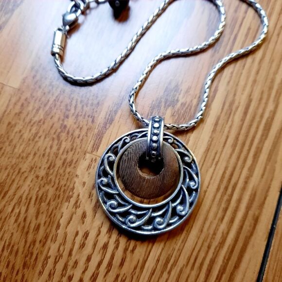 BRIGHTON "Katu" Silver and Wood Necklace. BOHEMIAN! - Picture 2 of 8